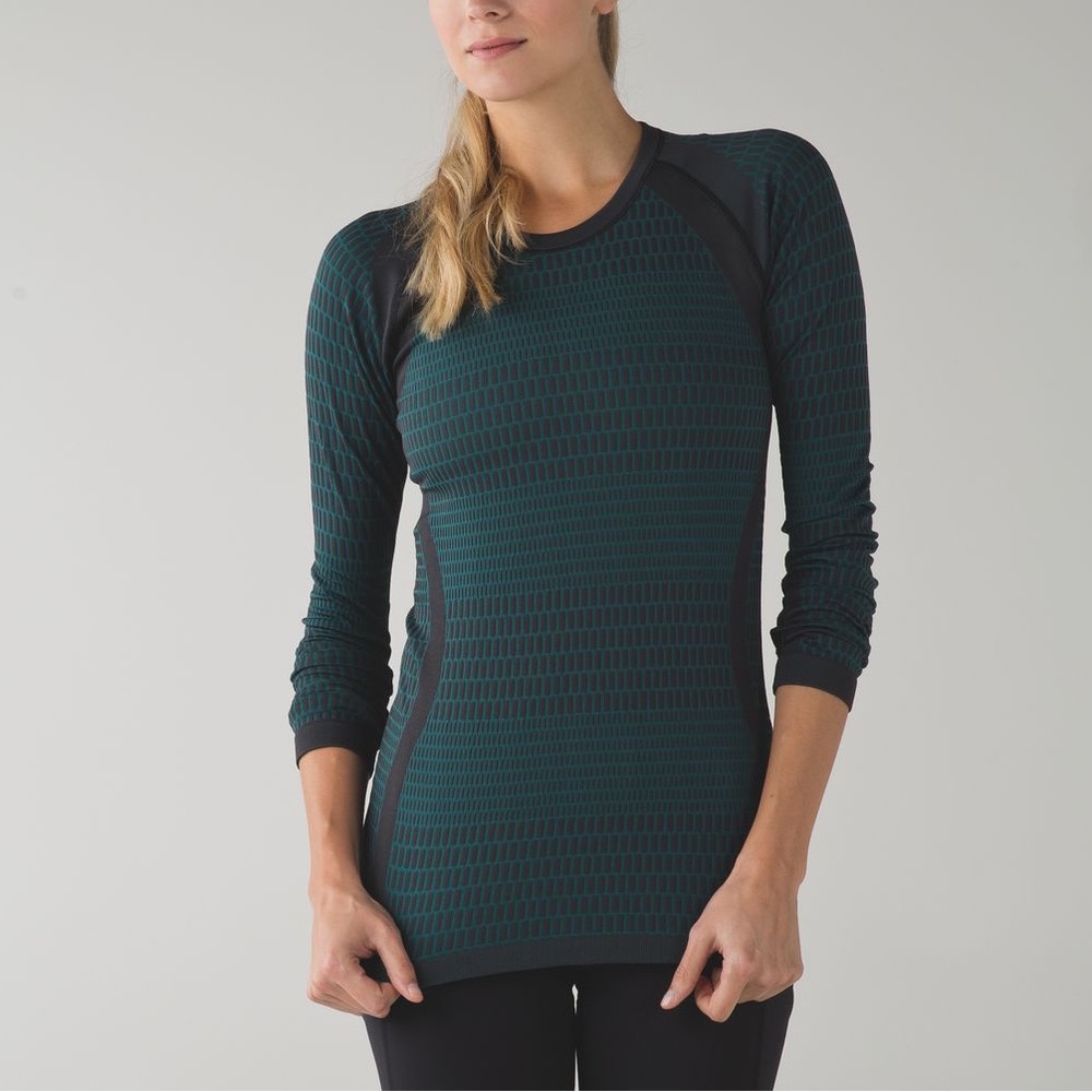 lululemon athletica Dark Teal and Black Long Sleeve Top